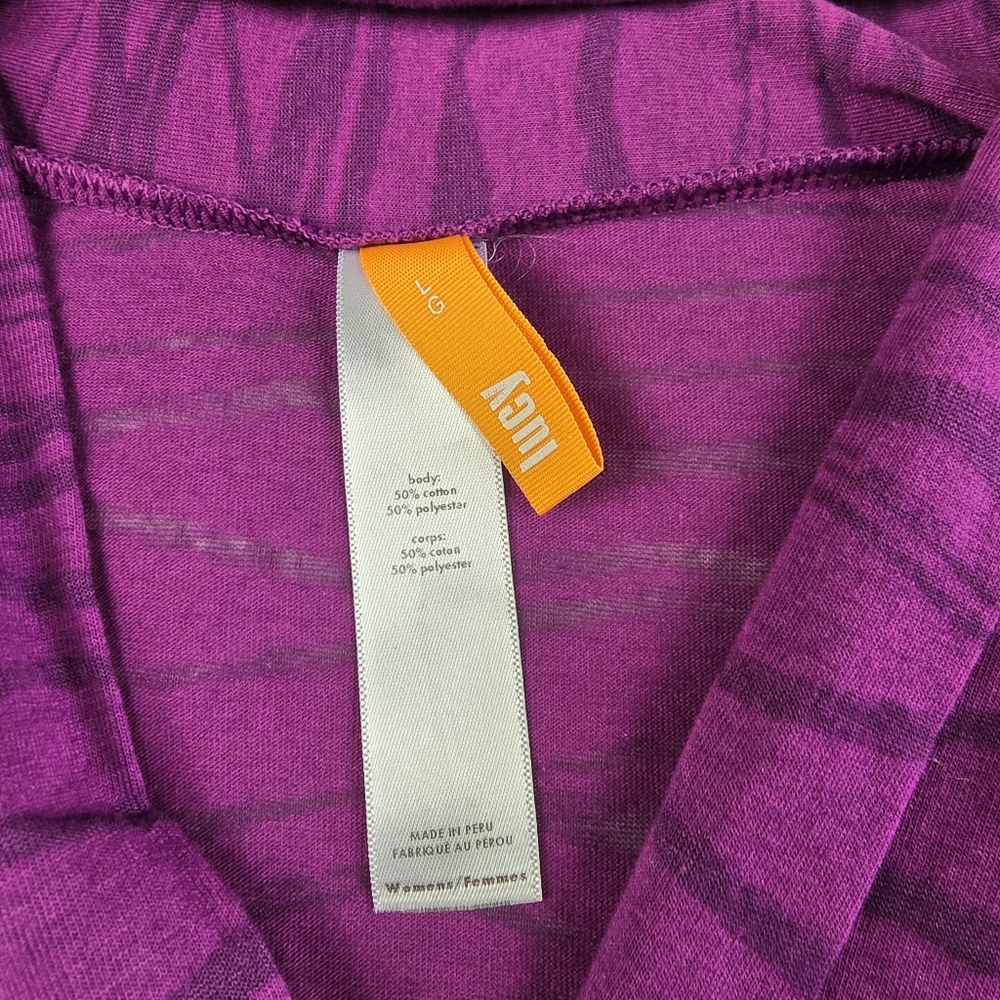 Lucy Activewear Pink Purple V Cowlneck Semi Sheer Top Large - Picture 9 of 9